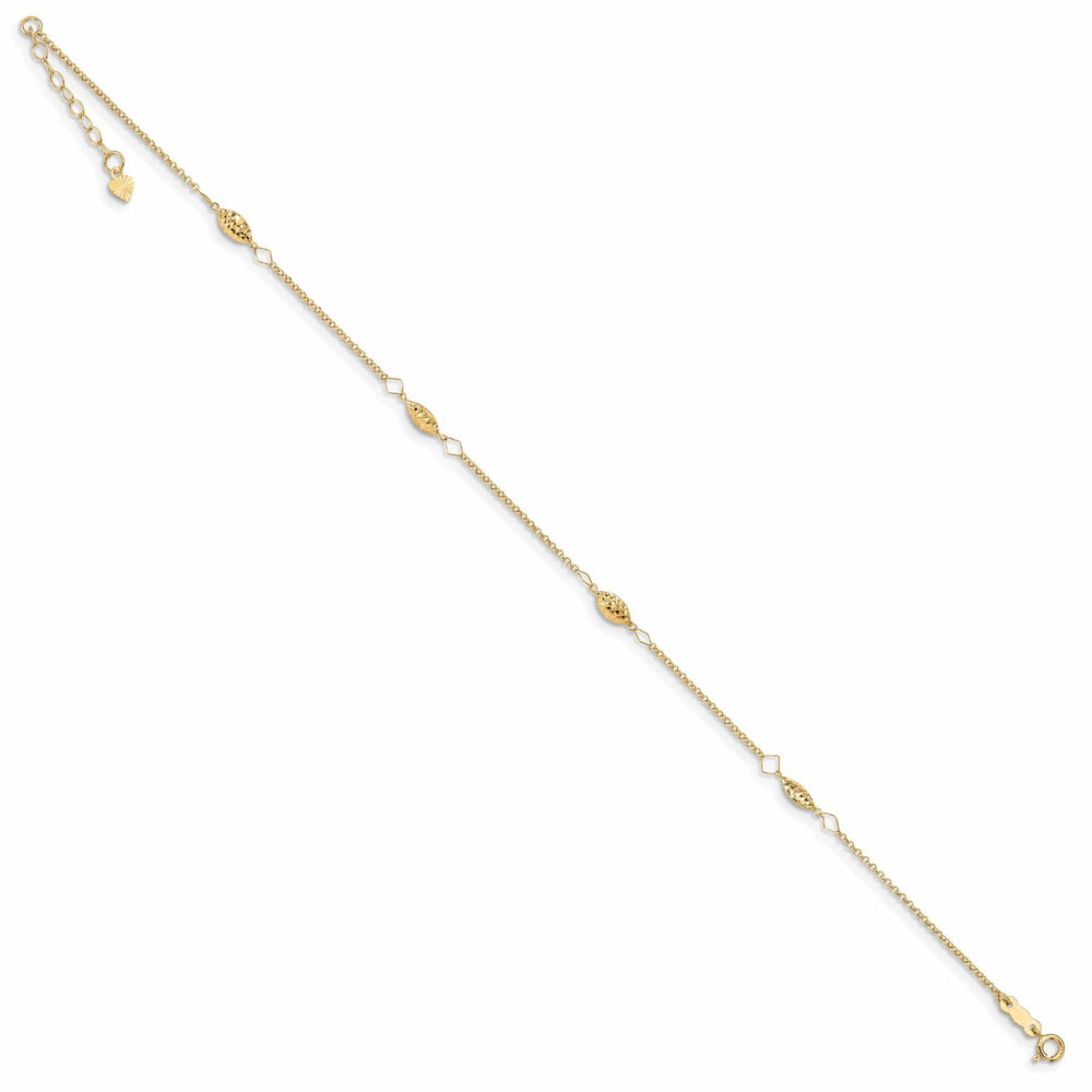 Lovely Rita's Chains 14k Yellow Gold Circle Chain Rice Puff Bead Anklet