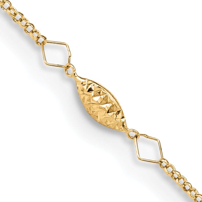 Lovely Rita's Chains 14k Yellow Gold Circle Chain Rice Puff Bead Anklet