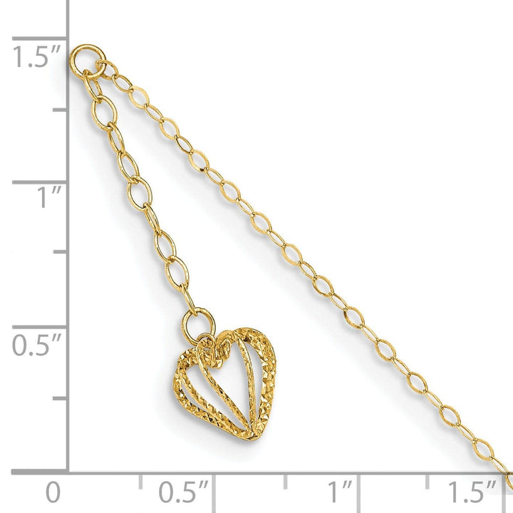 Lovely Rita's Chains 14k Yellow Gold Oval Link Chain Heart Cage Anklet