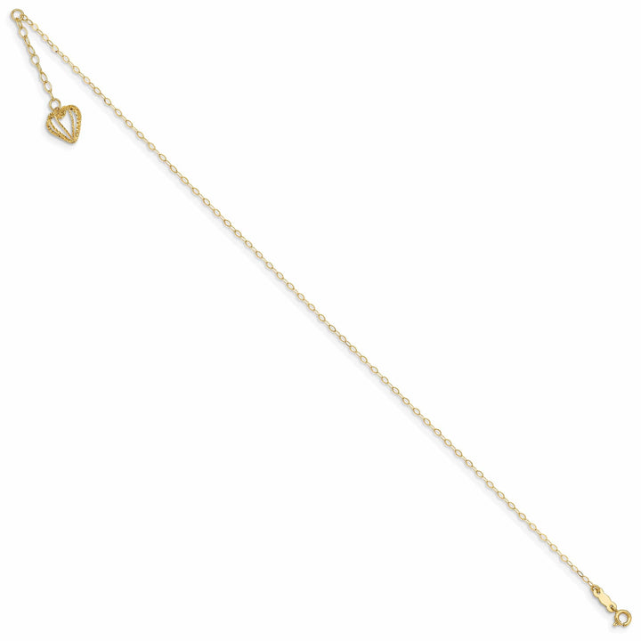 Lovely Rita's Chains 14k Yellow Gold Oval Link Chain Heart Cage Anklet