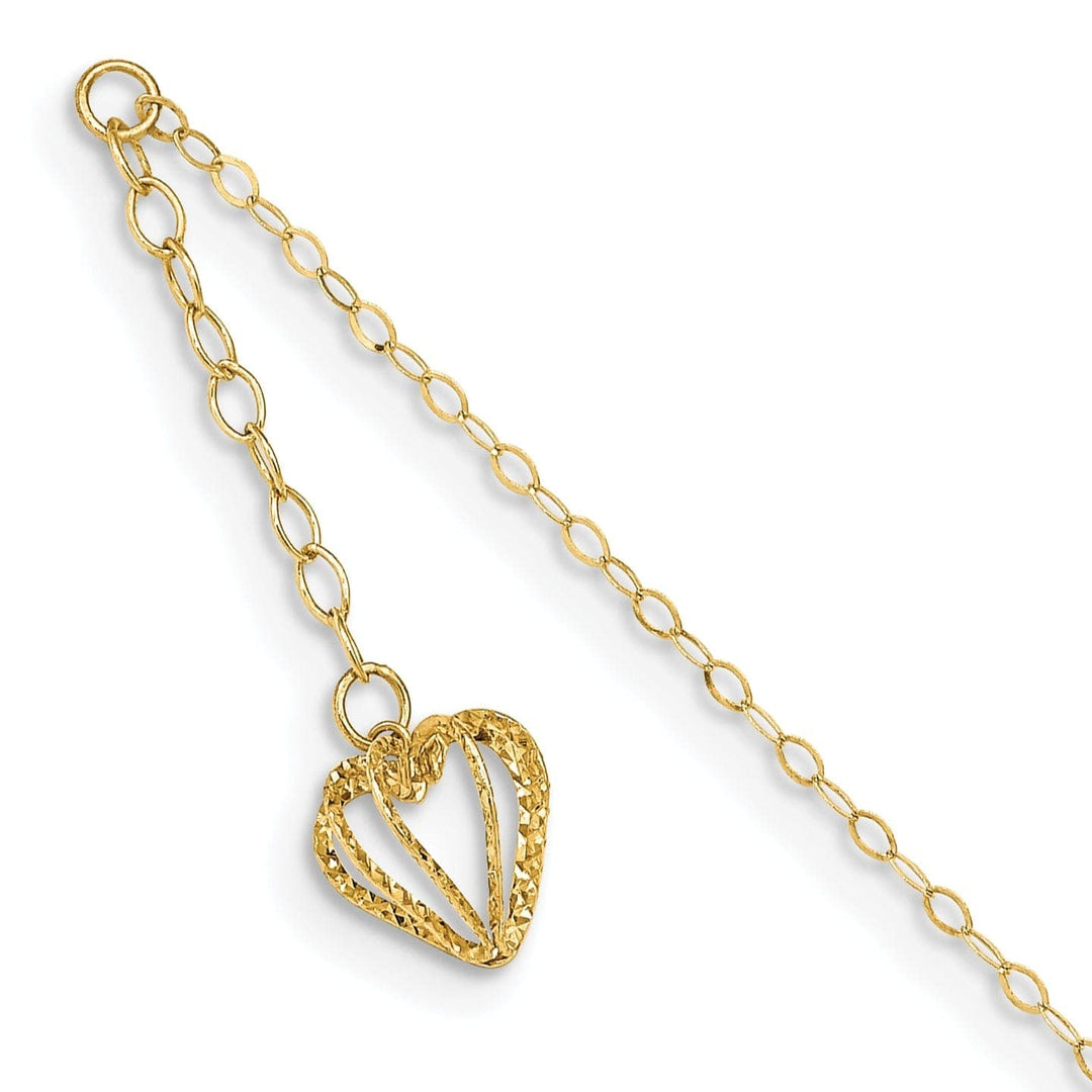 Lovely Rita's Chains 14k Yellow Gold Oval Link Chain Heart Cage Anklet