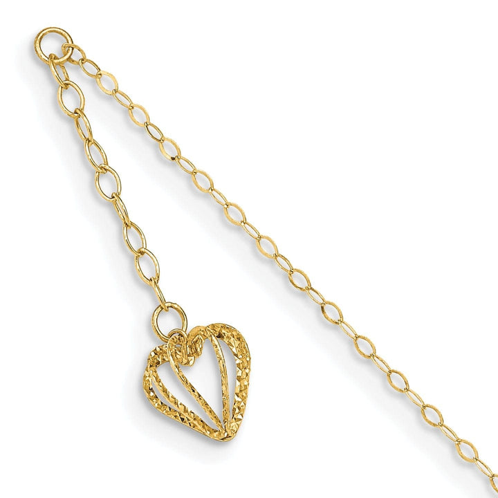 Lovely Rita's Chains 14k Yellow Gold Oval Link Chain Heart Cage Anklet