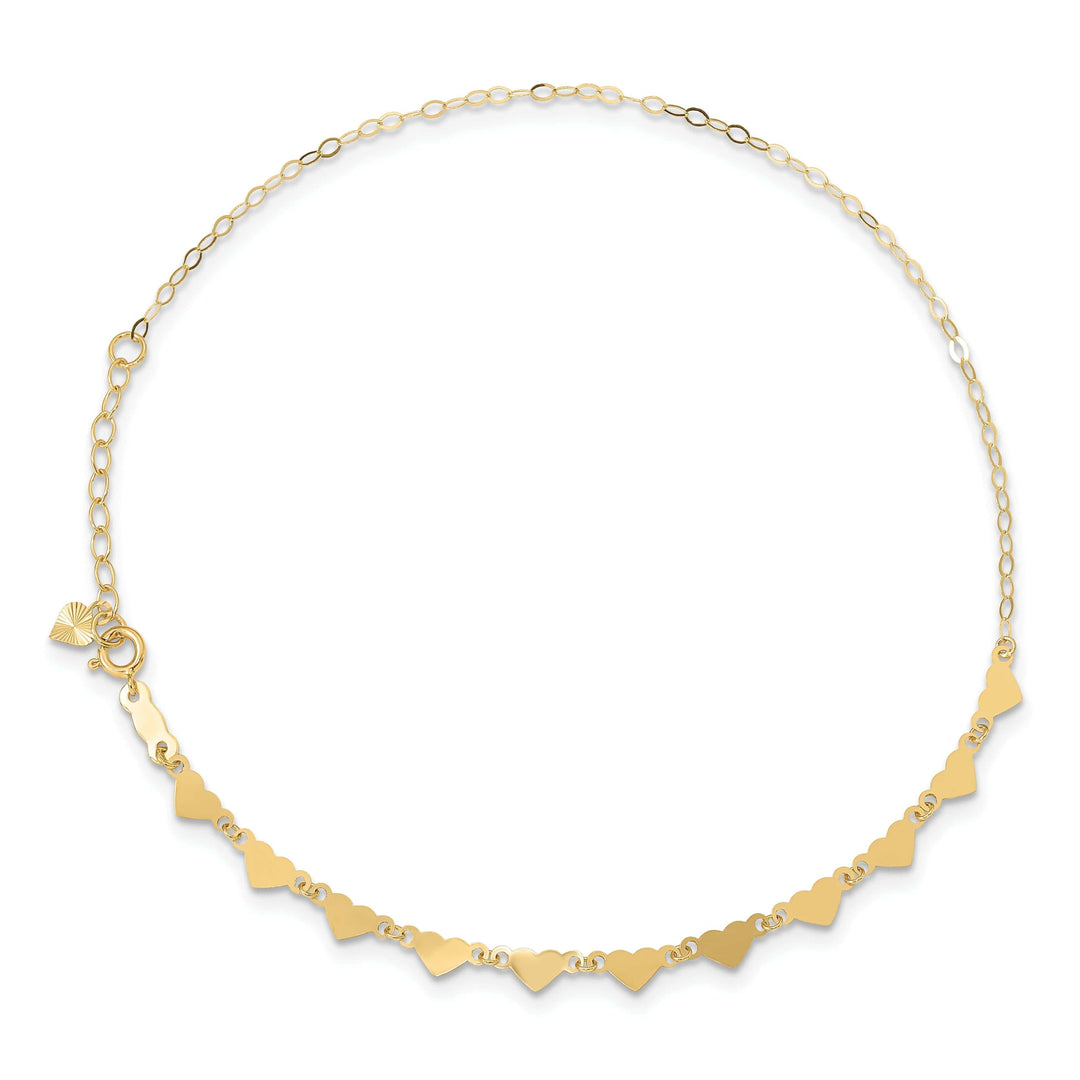 Lovely Rita's Chains 14k Yellow Gold Oval Link Chain With Hearts Anklet
