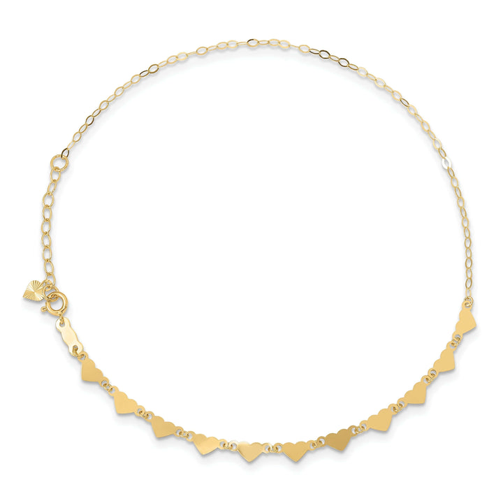 Lovely Rita's Chains 14k Yellow Gold Oval Link Chain With Hearts Anklet