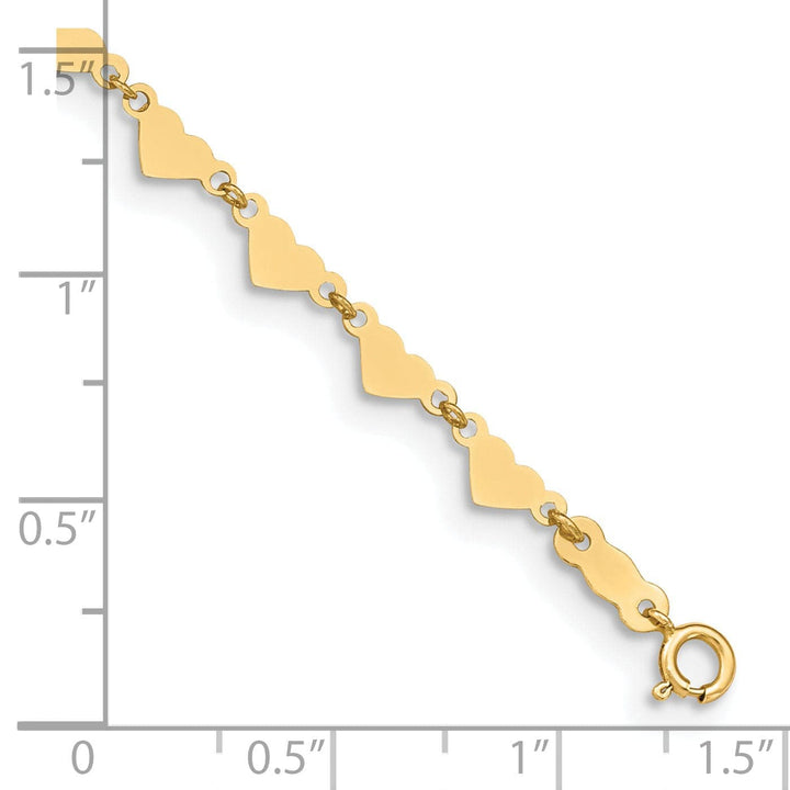 Lovely Rita's Chains 14k Yellow Gold Oval Link Chain With Hearts Anklet