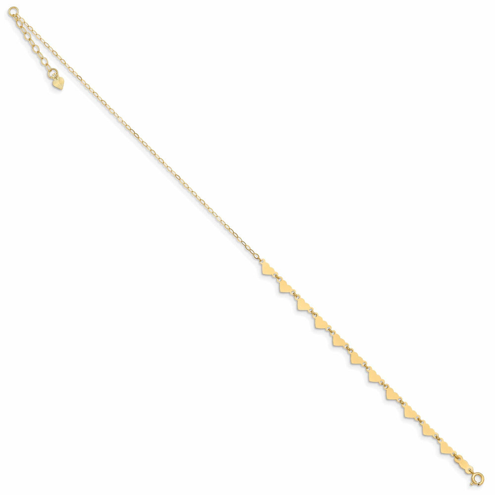 Lovely Rita's Chains 14k Yellow Gold Oval Link Chain With Hearts Anklet
