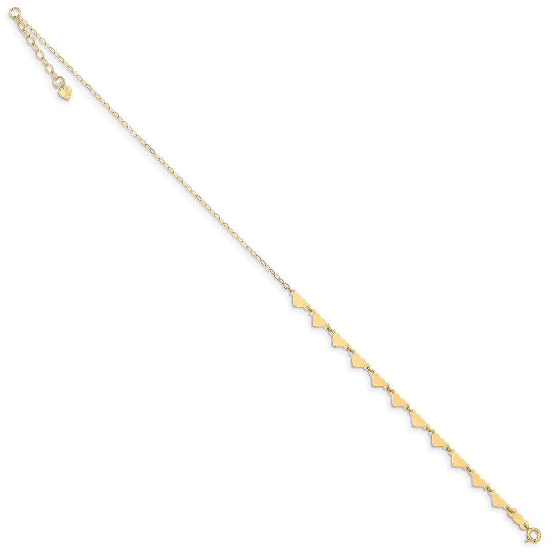 Lovely Rita's Chains 14k Yellow Gold Oval Link Chain With Hearts Anklet