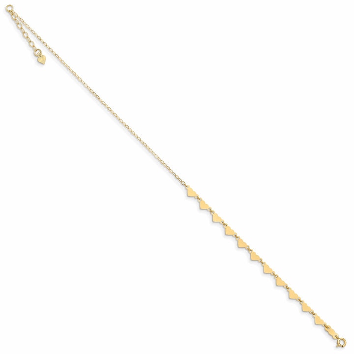 Lovely Rita's Chains 14k Yellow Gold Oval Link Chain With Hearts Anklet