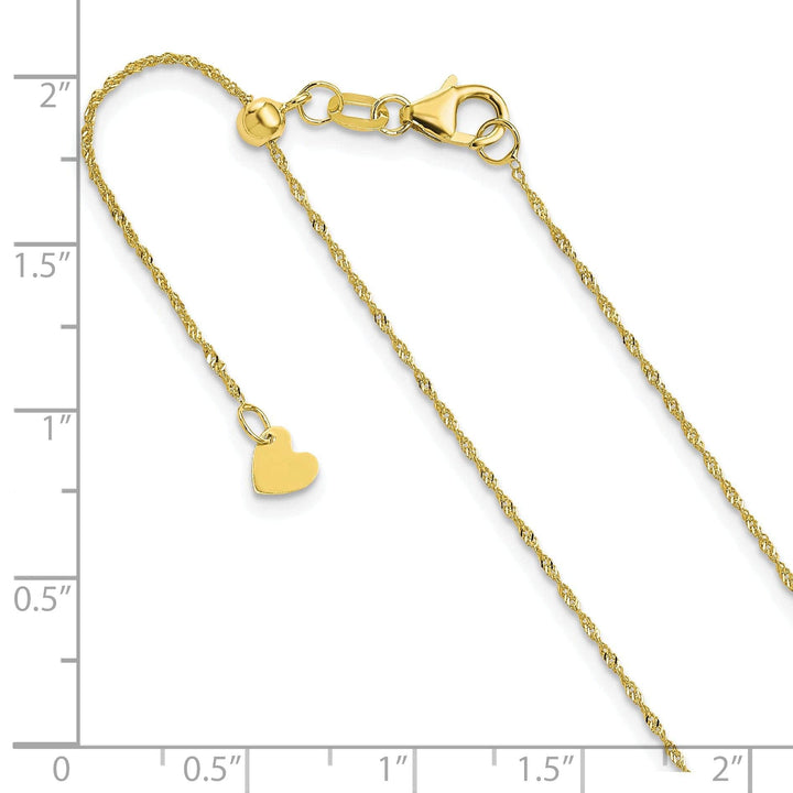 Lovely Rita's Chains Adjustable 10K Yellow Gold Singapore Chain