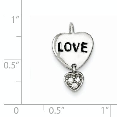 Lovely Rita's Chains Silver C.Z Heart Love Design Chain Slide Charm