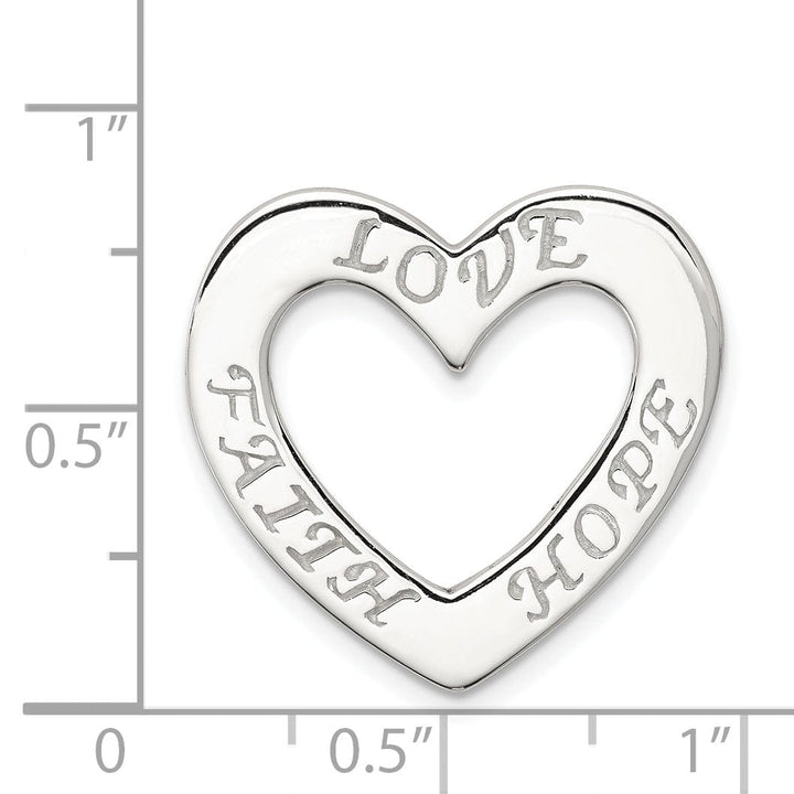 Lovely Rita's Chains Silver Faith Hope Love Heart Chain Slide Charm