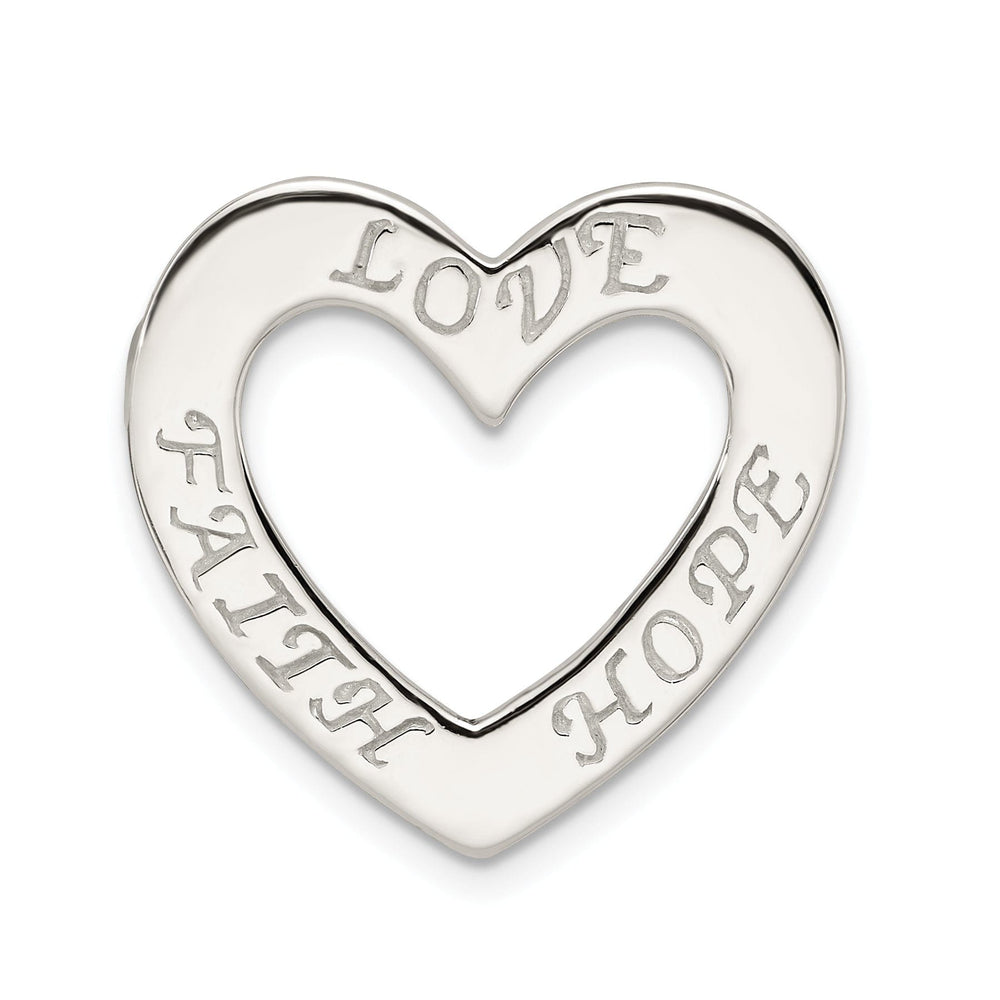 Lovely Rita's Chains Silver Faith Hope Love Heart Chain Slide Charm