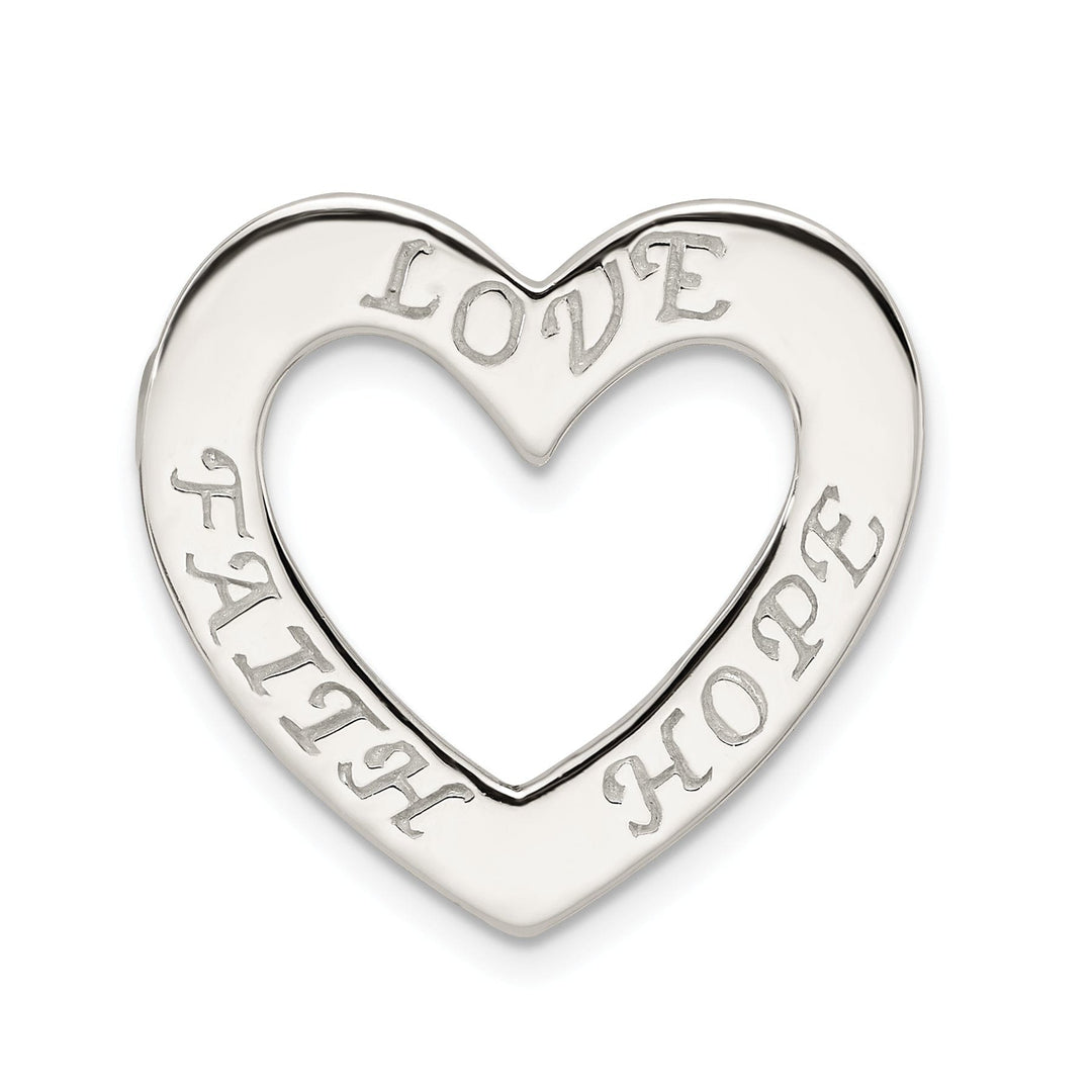 Lovely Rita's Chains Silver Faith Hope Love Heart Chain Slide Charm