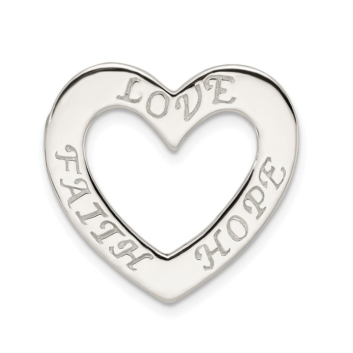 Lovely Rita's Chains Silver Faith Hope Love Heart Chain Slide Charm