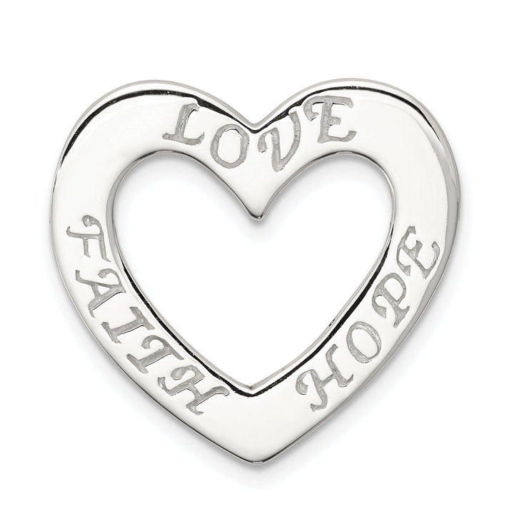 Lovely Rita's Chains Silver Faith Hope Love Heart Chain Slide Charm