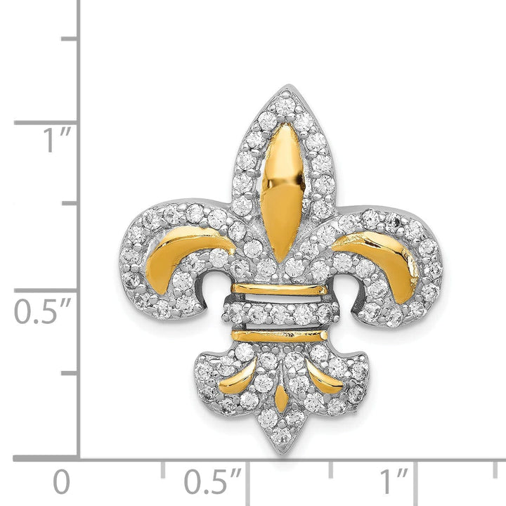 Lovely Rita's Chains Silver Polish Chain Slide CZ Fleur de Lis Charm