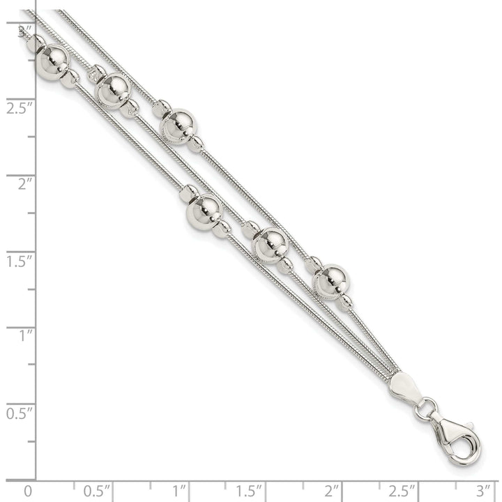 Lovely Rita's Chains Silver Polish Finish Bead Snake Chain Bracelet