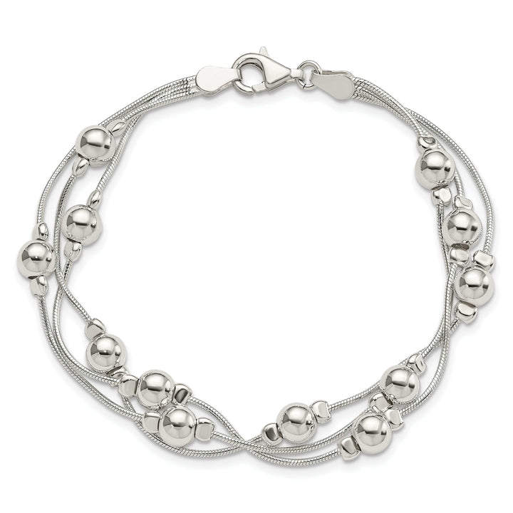 Lovely Rita's Chains Silver Polish Finish Bead Snake Chain Bracelet