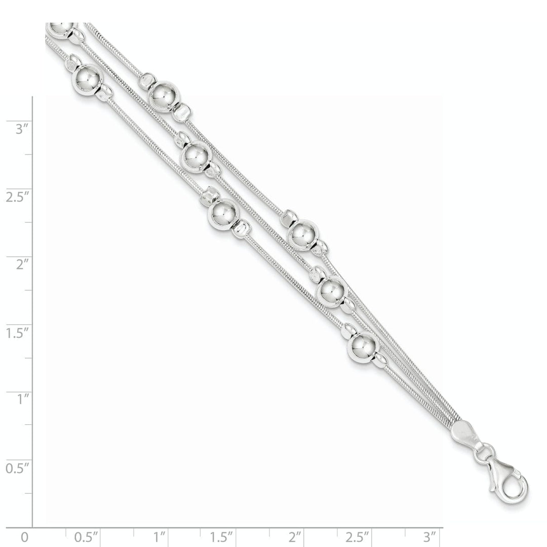 Lovely Rita's Chains Silver Polish Finish Bead Snake Chain Bracelet