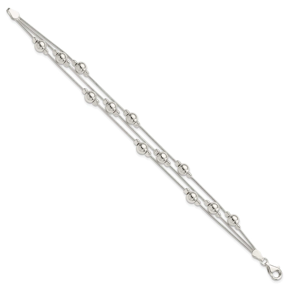 Lovely Rita's Chains Silver Polish Finish Bead Snake Chain Bracelet