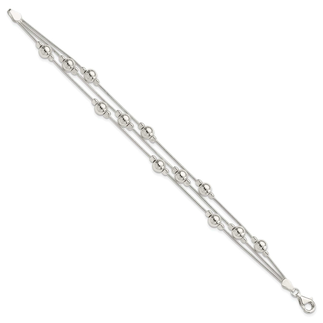 Lovely Rita's Chains Silver Polish Finish Bead Snake Chain Bracelet