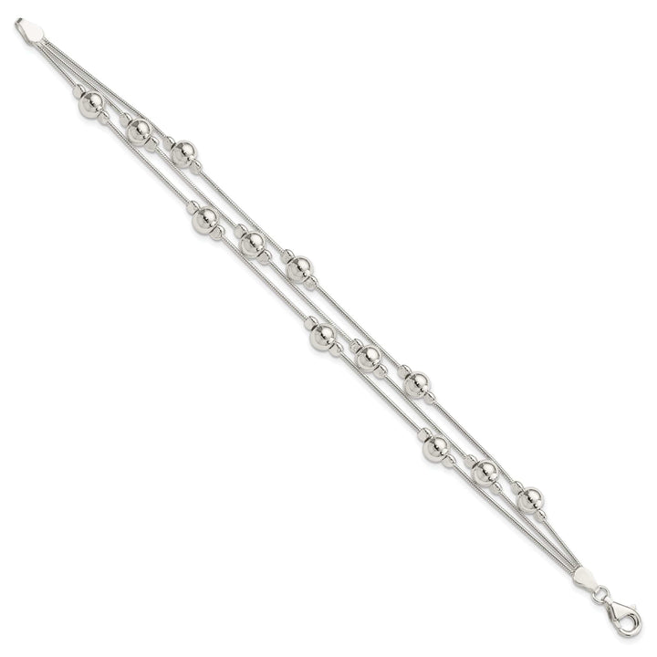 Lovely Rita's Chains Silver Polish Finish Bead Snake Chain Bracelet