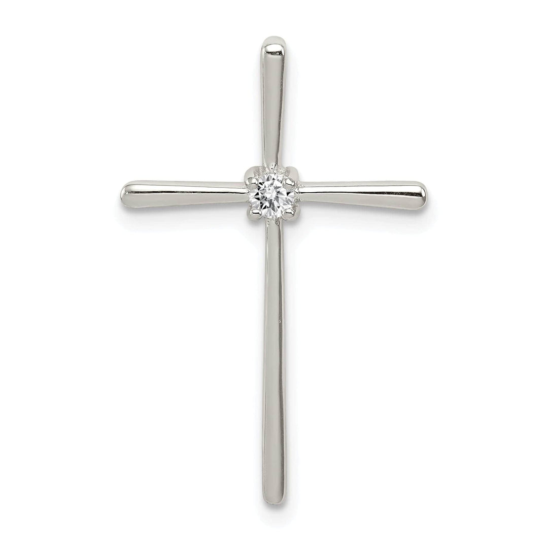 Lovely Rita's Chains Silver Polished C.Z Chain Slide Cross Pendant