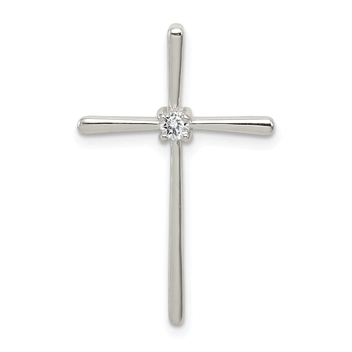 Lovely Rita's Chains Silver Polished C.Z Chain Slide Cross Pendant