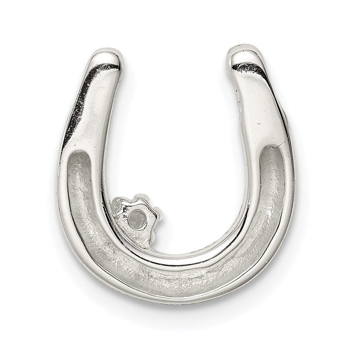 Lovely Rita's Chains Silver Polished Chain Slide C.Z Horseshoe Charm