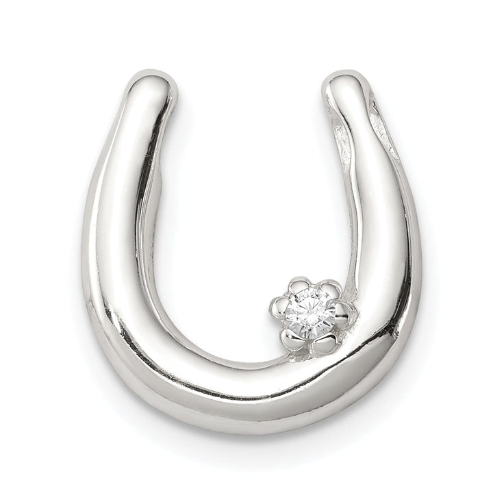 Lovely Rita's Chains Silver Polished Chain Slide C.Z Horseshoe Charm