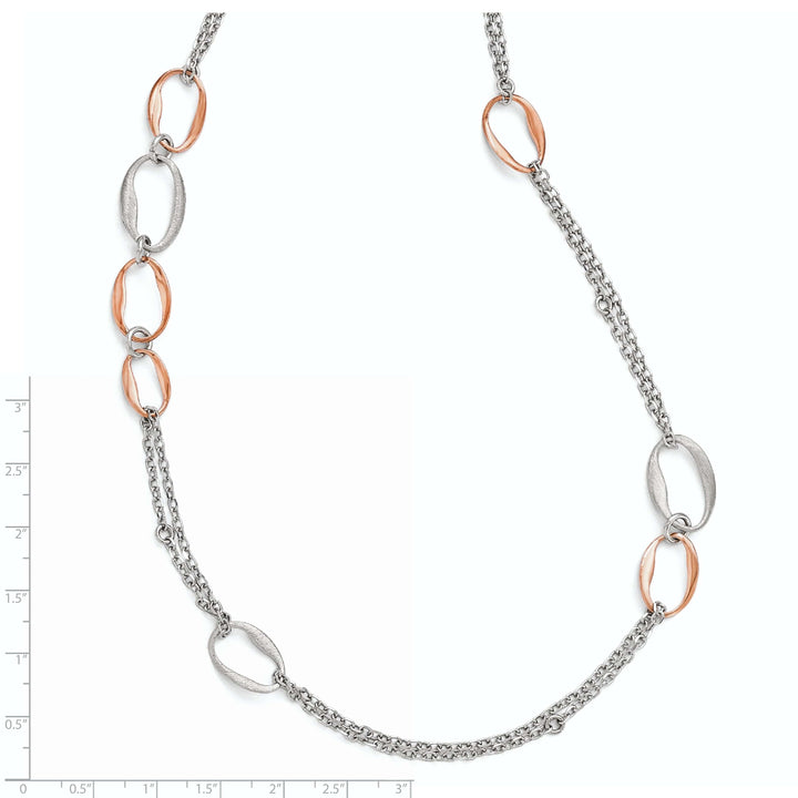 Lovely Rita's Chains Silver Rose Gold-plate Scratch 2-Chain Necklace