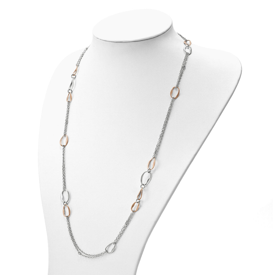 Lovely Rita's Chains Silver Rose Gold-plate Scratch 2-Chain Necklace