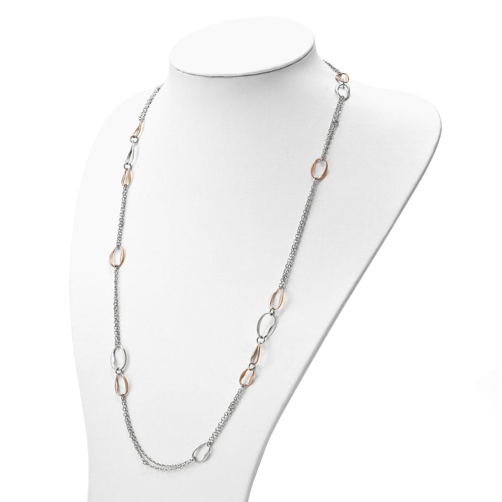 Lovely Rita's Chains Silver Rose Gold-plate Scratch 2-Chain Necklace