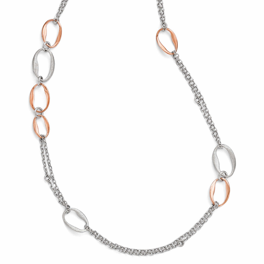 Lovely Rita's Chains Silver Rose Gold-plate Scratch 2-Chain Necklace