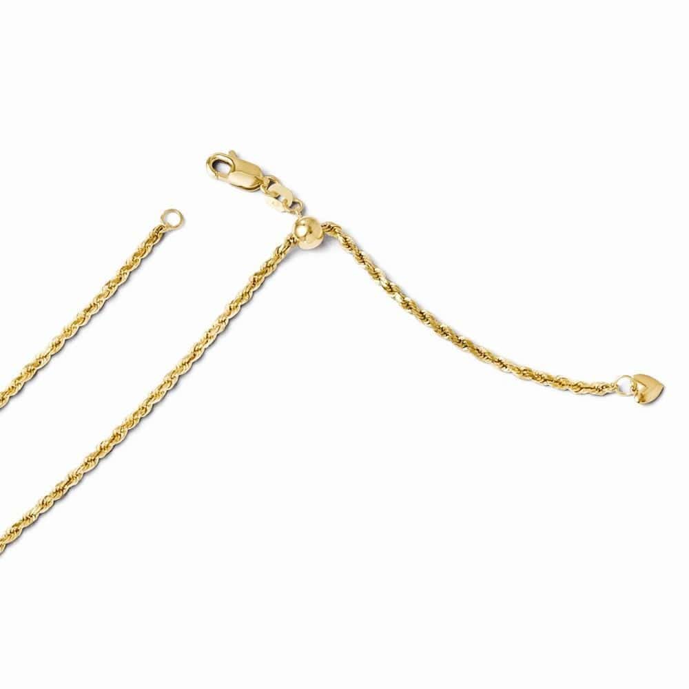 Leslie's Chains Size 22 14k Yellow Gold Adjustable Semi Solid Rope Chain