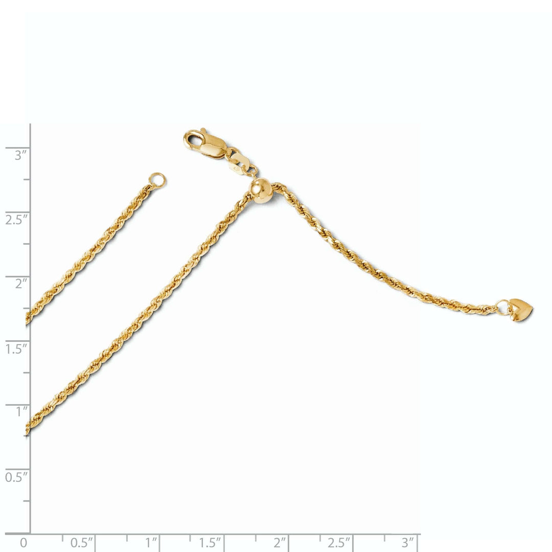 Leslie's Chains Size 22 14k Yellow Gold Adjustable Semi Solid Rope Chain