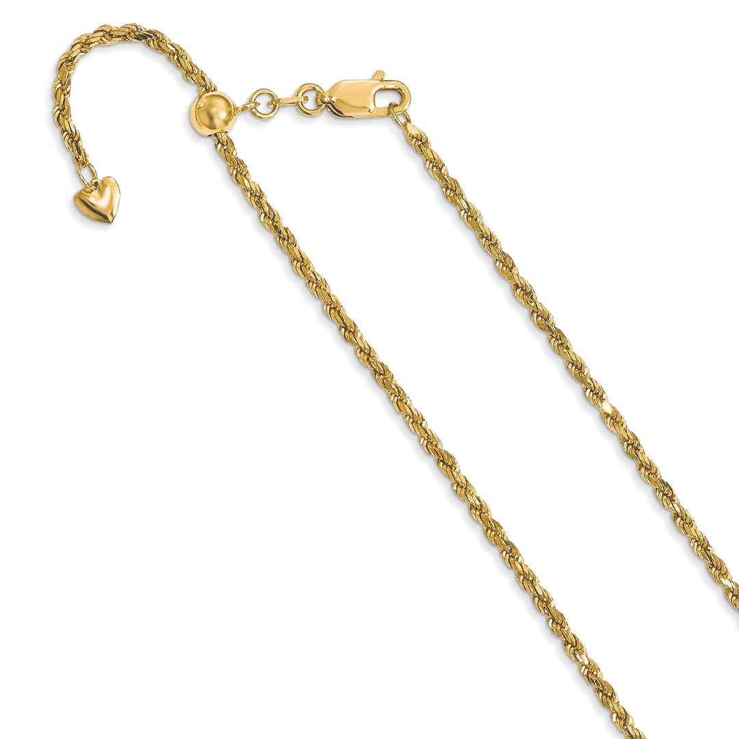 Leslie's Chains Size 22 14k Yellow Gold Adjustable Semi Solid Rope Chain