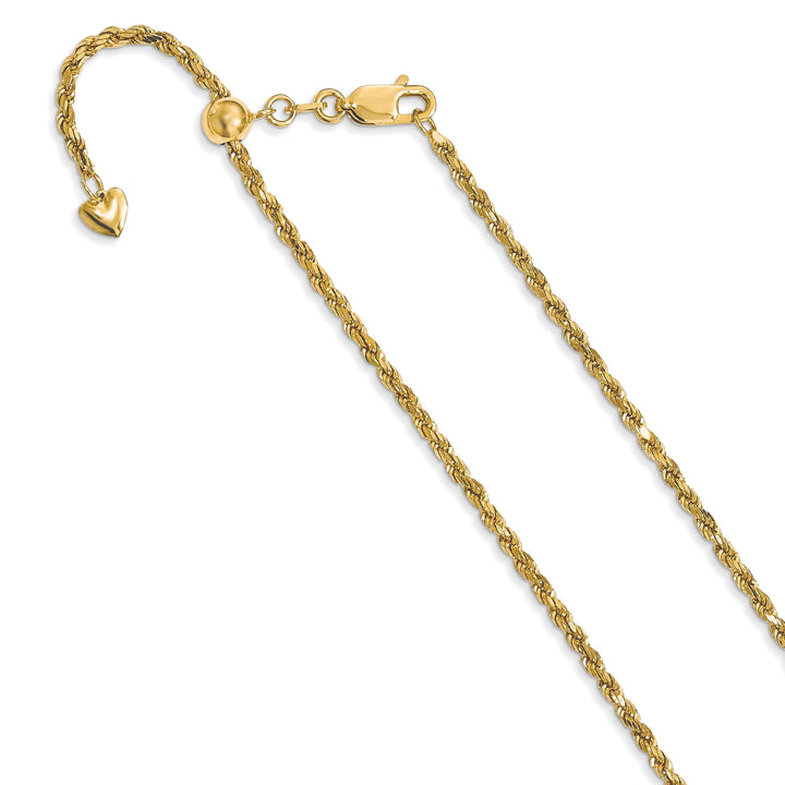 Leslie's Chains Size 22 14k Yellow Gold Adjustable Semi Solid Rope Chain