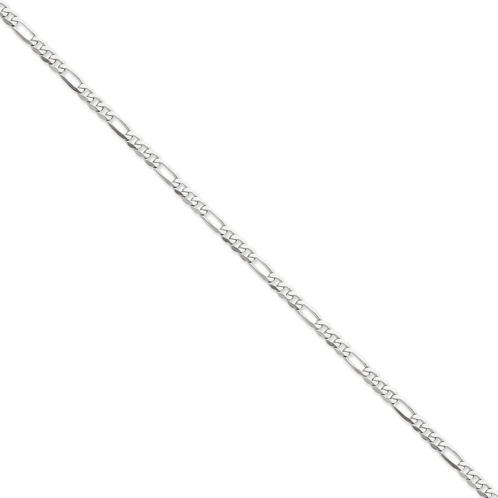 Lovely Rita's Chains Size 7 14k White Gold 4.00-mm Flat Solid Figaro Chain