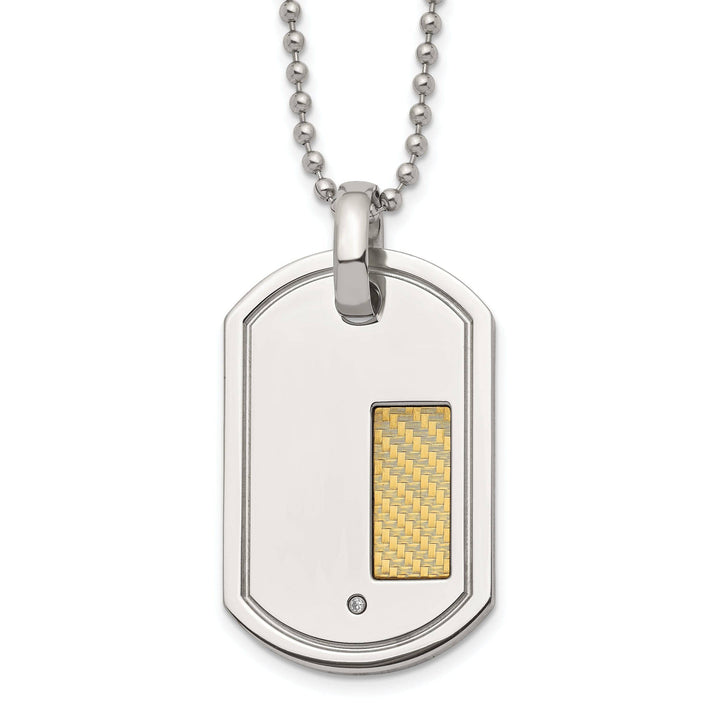 Chisel Chains Stainless Steel 18k Gold Diamond Dog Tag Chain