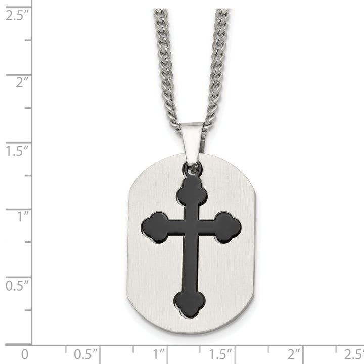 Chisel Chains Stainless Steel Black Plated Cross Dog Tag Chain