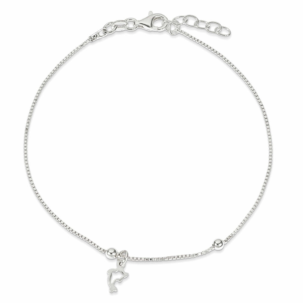 Lovely Rita's Chains Sterling Silver Box Chain with Dolphin Anklet