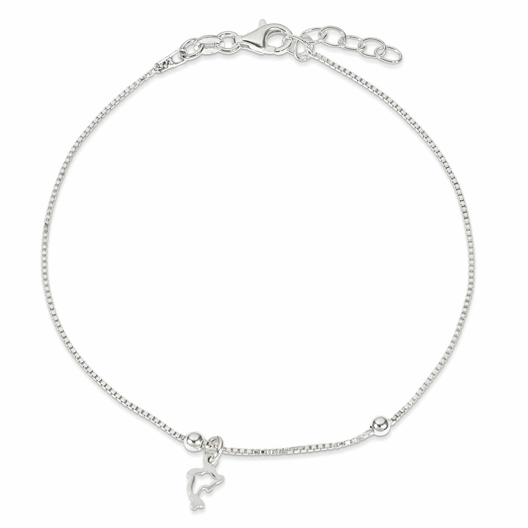 Lovely Rita's Chains Sterling Silver Box Chain with Dolphin Anklet