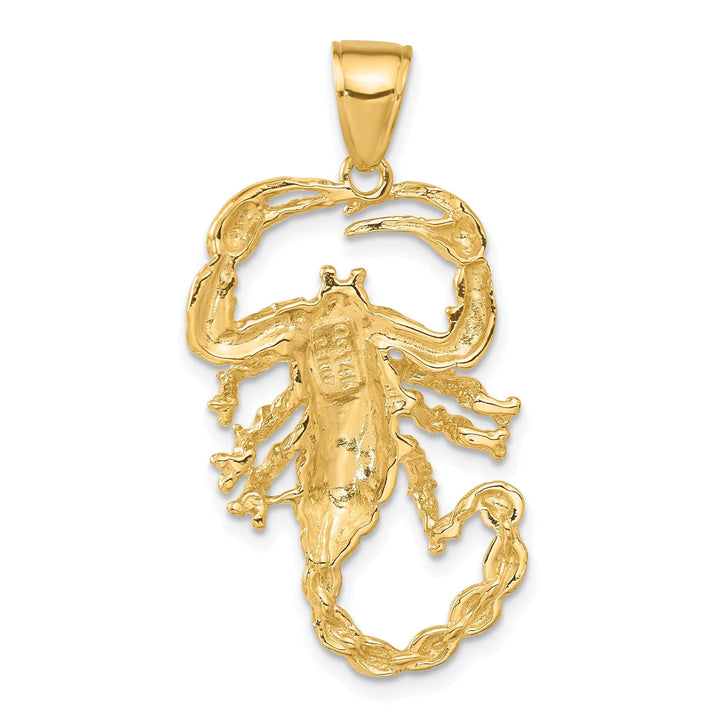 Lovely Rita's Charms & Pendants 14k Yellow Gold Open Back Solid Textured Polished Finish Scorpion Charm Pendant
