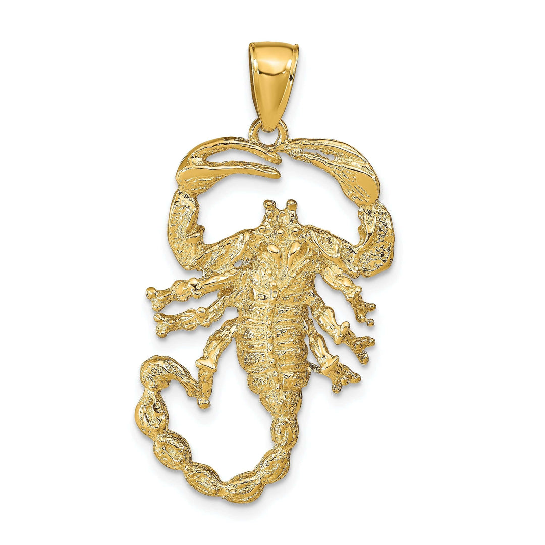 Lovely Rita's Charms & Pendants 14k Yellow Gold Open Back Solid Textured Polished Finish Scorpion Charm Pendant