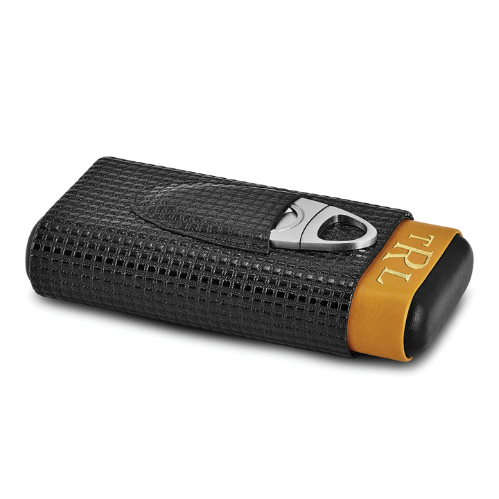 Lovely Rita's Cigar Case Black Tan Polyurethane 3-Cigar Travel Case