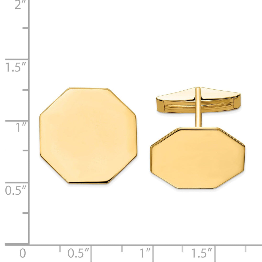 Lovely Rita's Cuff Links 14K Yellow Gold Solid Octagon Cuff Links