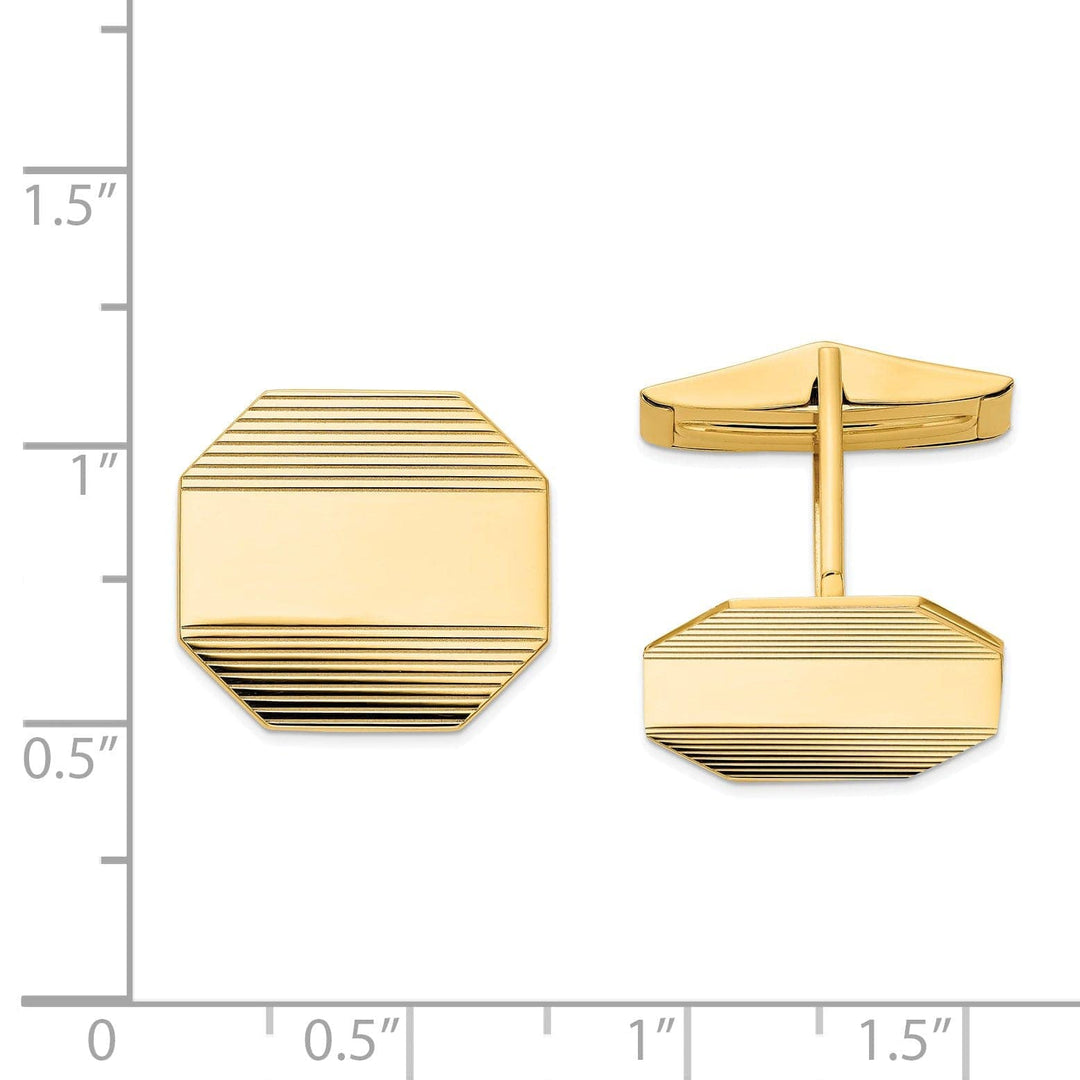 Lovely Rita's Cuff Links 14k Yellow Gold Solid Octagon Design Cuff Links.