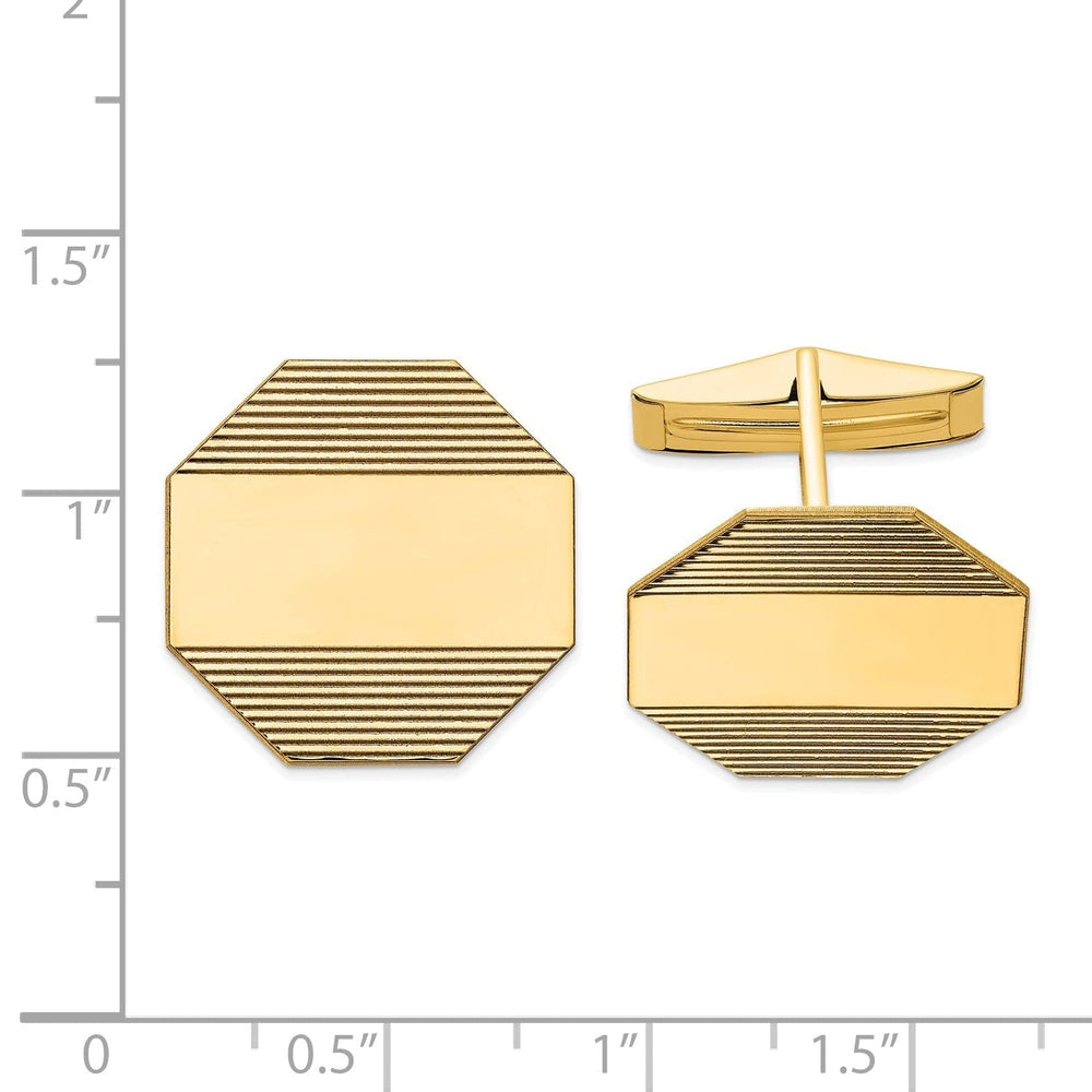 Lovely Rita's Cuff Links 14k Yellow Gold Solid Octagon Design Cuff Links
