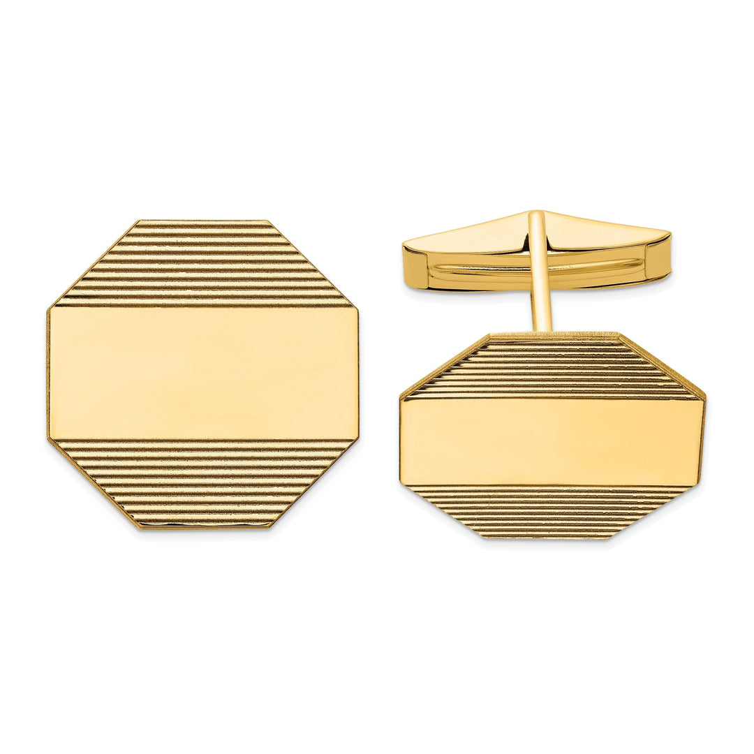 Lovely Rita's Cuff Links 14k Yellow Gold Solid Octagon Design Cuff Links